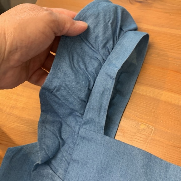 Unbranded blue crop top with stretch, elasticized back, denim look - Picture 2 of 9